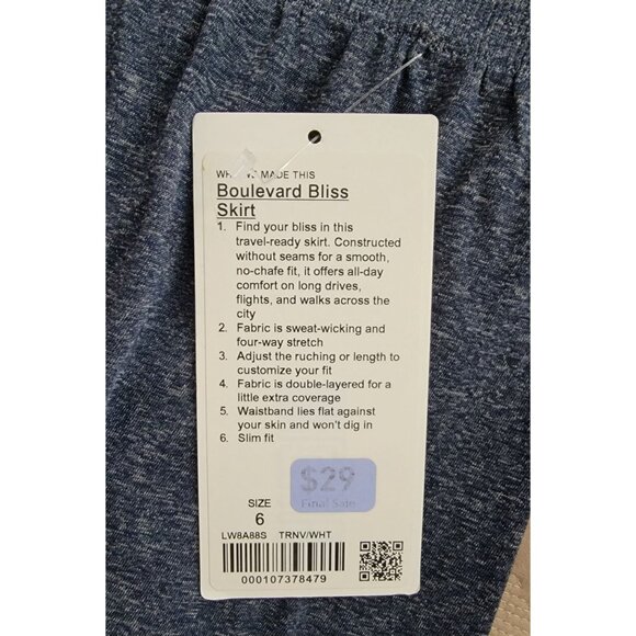 NWT Lululemon Boulevard Bliss Heathered Blue Athletic Skirt Sz 6 - Picture 6 of 9
